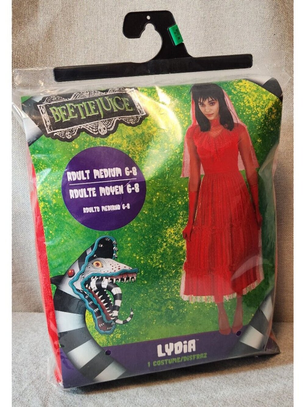 Beetlejuice Lydia Red Wedding Dress Gloves Veil 4PC Costume MEDIUM 6 - 8 NEW - Picture 2 of 4
